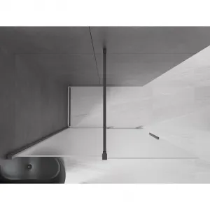 MEXEN/S - Velar Sprchová zástena posuvná Walk-in 140 x 200, dekor 8 mm, grafit metal 871-140-000-33-95