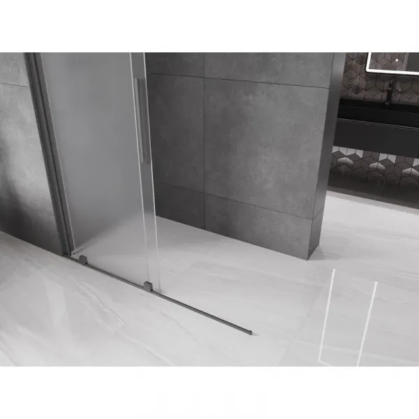 MEXEN/S - Velar Sprchová zástena posuvná Walk-in 130 x 200, dekor 8 mm, grafit metal 871-130-000-33-95