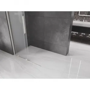 MEXEN/S - Velar Sprchová zástena posuvná Walk-in 80 x 200, dekor 8 mm, nikel kartáčovaný 871-080-000-33-97