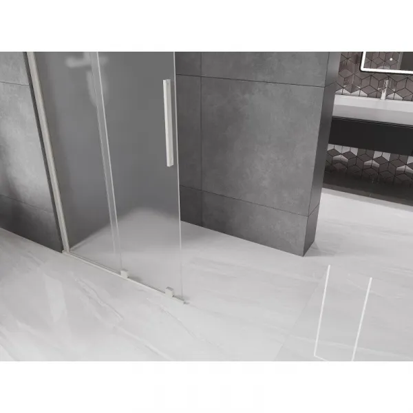 MEXEN/S - Velar Sprchová zástena posuvná Walk-in 85 x 200, dekor 8 mm, nikel kartáčovaný 871-085-000-33-97
