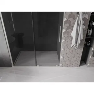 MEXEN/S - Velár posuvné sprchové dvere 140, grafit, nikel kartáčovaný 871-140-000-41-97