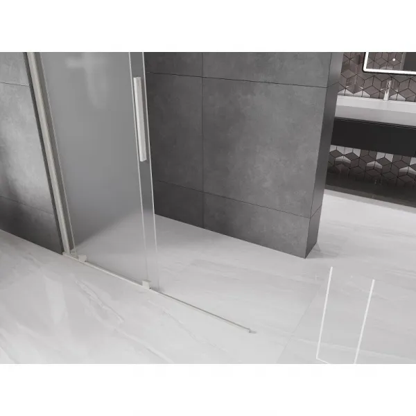 MEXEN/S - Velar Sprchová zástena posuvná Walk-in 140 x 200, dekor 8 mm, nikel kefovaná 871-140-000-33-97