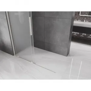 MEXEN/S - Velar Sprchová zástena posuvná Walk-in 140 x 200, dekor 8 mm, nikel kefovaná 871-140-000-33-97