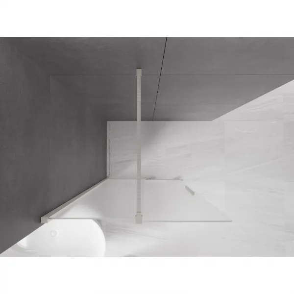 MEXEN/S - Velar Sprchová zástena posuvná Walk-in 80 x 200, dekor 8 mm, nikel kartáčovaný 871-080-000-33-97
