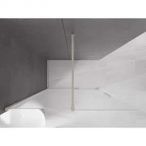 MEXEN/S - Velar Sprchová zástena posuvná Walk-in 130 x 200, dekor 8 mm, nikel kefovaná 871-130-000-33-97