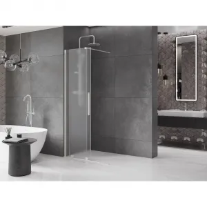 MEXEN/S - Velar Sprchová zástena posuvná Walk-in 80 x 200, dekor 8 mm, nikel kartáčovaný 871-080-000-33-97