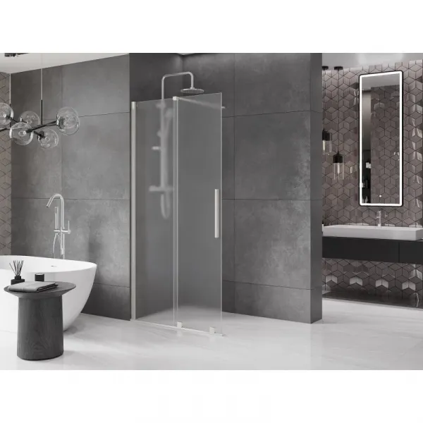 MEXEN/S - Velar Sprchová zástena posuvná Walk-in 80 x 200, dekor 8 mm, nikel kartáčovaný 871-080-000-33-97