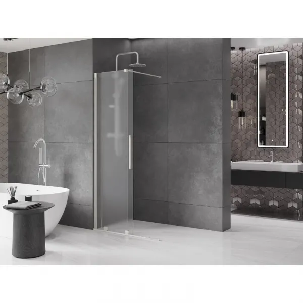 MEXEN/S - Velar Sprchová zástena posuvná Walk-in 85 x 200, dekor 8 mm, nikel kartáčovaný 871-085-000-33-97