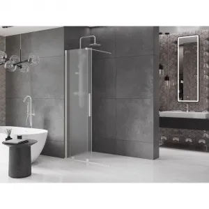 MEXEN/S - Velar Sprchová zástena posuvná Walk-in 85 x 200, dekor 8 mm, nikel kartáčovaný 871-085-000-33-97