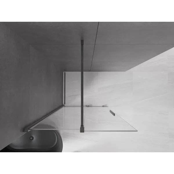 MEXEN/S - Velar Sprchová zástena posuvná Walk-in 75 x 200, transparent 8 mm, grafit metal 871-075-000-03-95