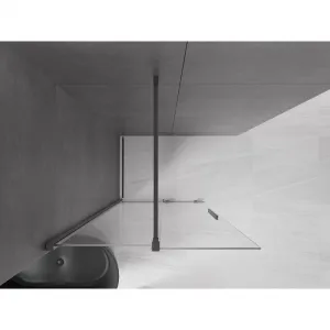 MEXEN/S - Velar Sprchová zástena posuvná Walk-in 75 x 200, transparent 8 mm, grafit metal 871-075-000-03-95