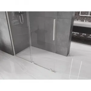 MEXEN/S - Velar Sprchová zástena posuvná Walk-in 140 x 200, transparent 8 mm, nikel kartáčovaný 871-140-000-03-97