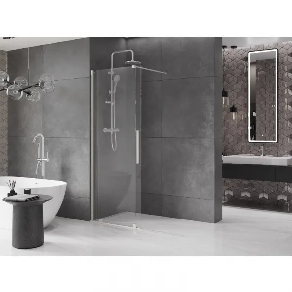 MEXEN/S - Velar Sprchová zástena posuvná Walk-in 150 x 200, transparent 8 mm, nikel kartáčovaný 871-150-000-03-97