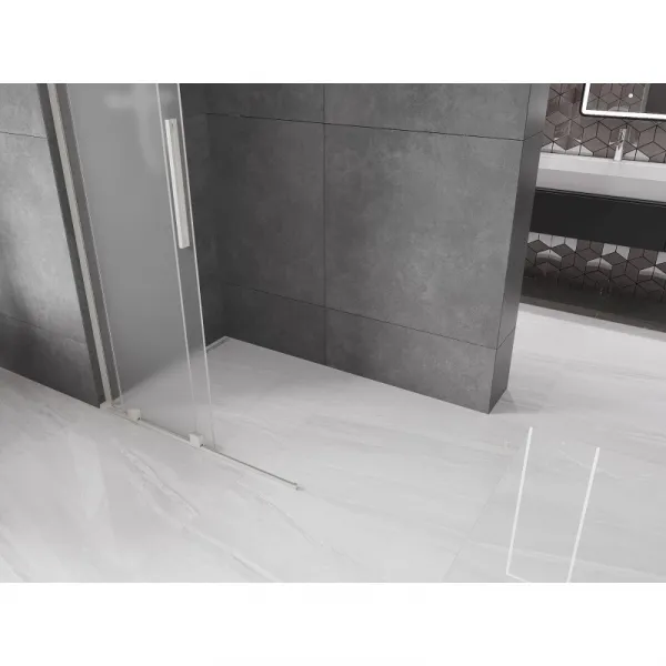 MEXEN/S - Velar L Sprchová zástena posuvná Walk-in 100 x 200, dekor 8 mm, nikel kartáčovaný 871-100-003-33-97