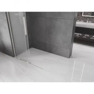 MEXEN/S - Velar L Sprchová zástena posuvná Walk-in 100 x 200, dekor 8 mm, nikel kartáčovaný 871-100-003-33-97