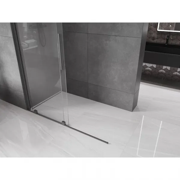 MEXEN/S - Velar Sprchová zástena posuvná Walk-in 150 x 200, transparent 8 mm, grafit metal 871-150-000-03-95
