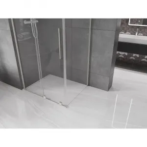 MEXEN/S - Velar L sprchovací kút, posuvné dvere 100 x 70, transparent, nikel kartáčovaný 871-100-070-03-97