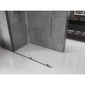 MEXEN/S - Velar Sprchová zástena posuvná Walk-in 150 x 200, transparent 8 mm, grafit metal 871-150-000-03-95