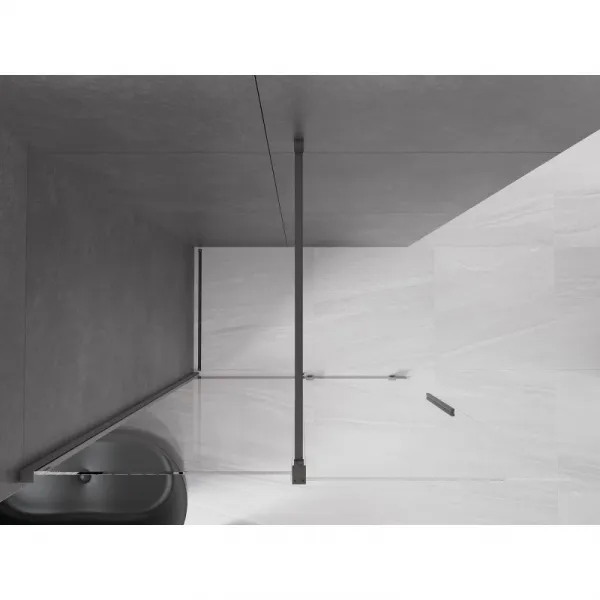 MEXEN/S - Velar Sprchová zástena posuvná Walk-in 150 x 200, transparent 8 mm, grafit metal 871-150-000-03-95