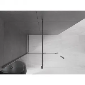 MEXEN/S - Velar Sprchová zástena posuvná Walk-in 150 x 200, transparent 8 mm, grafit metal 871-150-000-03-95