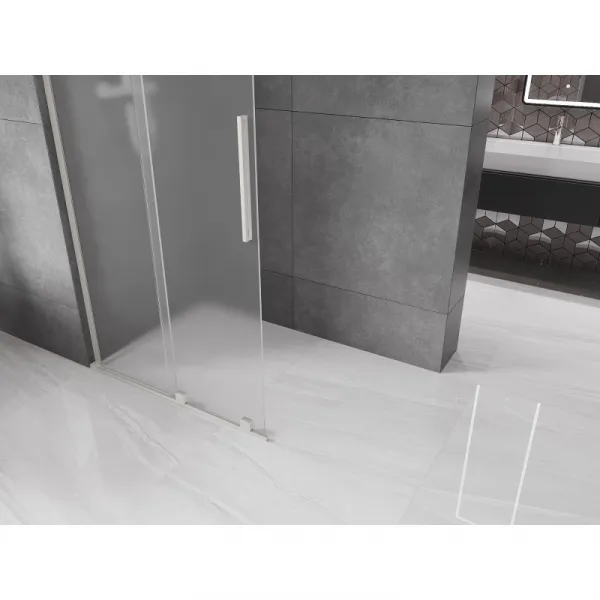 MEXEN/S - Velar L Sprchová zástena posuvná Walk-in 100 x 200, dekor 8 mm, nikel kartáčovaný 871-100-003-33-97