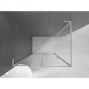 MEXEN/S - Velar L sprchovací kút, posuvné dvere 100 x 80, transparent, nikel kartáčovaný 871-100-080-03-97