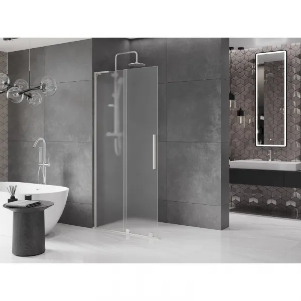 MEXEN/S - Velar L Sprchová zástena posuvná Walk-in 100 x 200, dekor 8 mm, nikel kartáčovaný 871-100-003-33-97