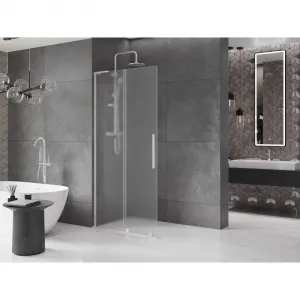MEXEN/S - Velar L Sprchová zástena posuvná Walk-in 100 x 200, dekor 8 mm, nikel kartáčovaný 871-100-003-33-97