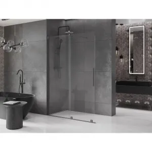 MEXEN/S - Velar Sprchová zástena posuvná Walk-in 150 x 200, transparent 8 mm, grafit metal 871-150-000-03-95