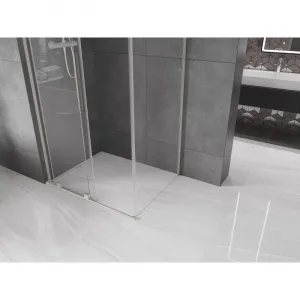 MEXEN/S - Velar L sprchovací kút, posuvné dvere 100 x 85, transparent, nikel kartáčovaný 871-100-085-03-97