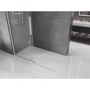 MEXEN/S - Velar Sprchová zástena posuvná Walk-in 150 x 200, transparent 8 mm, nikel kartáčovaný 871-150-000-03-97