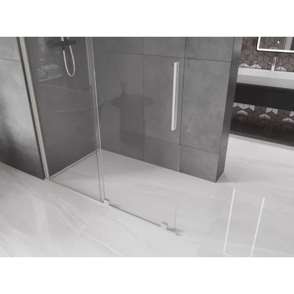 MEXEN/S - Velar Sprchová zástena posuvná Walk-in 150 x 200, transparent 8 mm, nikel kartáčovaný 871-150-000-03-97