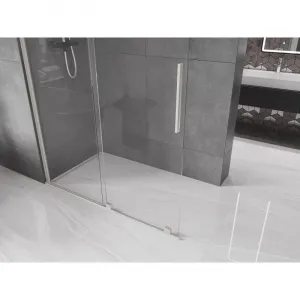 MEXEN/S - Velar Sprchová zástena posuvná Walk-in 150 x 200, transparent 8 mm, nikel kartáčovaný 871-150-000-03-97