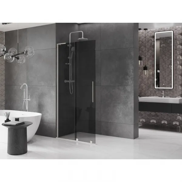 MEXEN/S - Velar L Sprchová zástena posuvná Walk-in 90 x 200, grafit 8 mm, nikel kartáčovaný 871-090-003-43-97