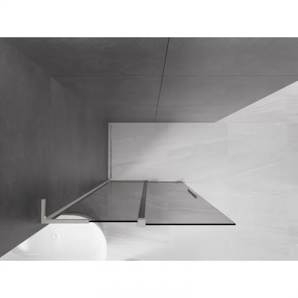 MEXEN/S - Velar L Sprchová zástena posuvná Walk-in 90 x 200, grafit 8 mm, nikel kartáčovaný 871-090-003-43-97