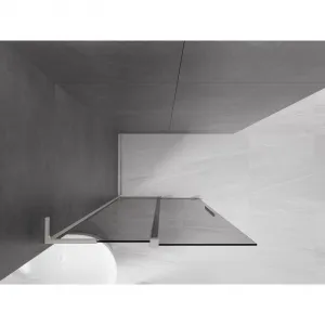 MEXEN/S - Velar L Sprchová zástena posuvná Walk-in 90 x 200, grafit 8 mm, nikel kartáčovaný 871-090-003-43-97