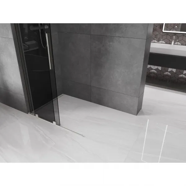 MEXEN/S - Velar L Sprchová zástena posuvná Walk-in 90 x 200, grafit 8 mm, nikel kartáčovaný 871-090-003-43-97