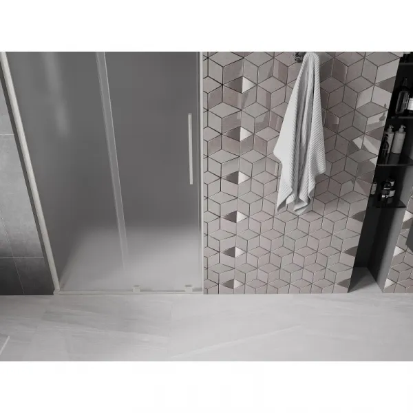 MEXEN/S - Velar L posuvné sprchové dvere 100, dekor, nikel kartáčovaný 871-100-003-31-97
