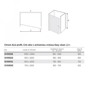 Mereo Sprchové dvere, Novea, jednokrídlové, pivotové, 70x200 cm, chróm ALU, sklo Číre, L/P prevedenie CK10903Z