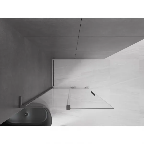 MEXEN/S - Velar L Sprchová zástena posuvná Walk-in 100 x 200, transparent 8 mm, grafit kartáčovaná 871-100-003-03-66