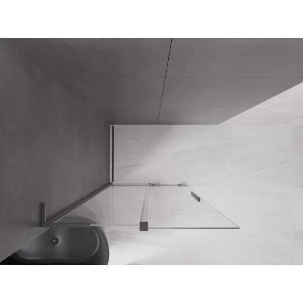 MEXEN/S - Velar L Sprchová zástena posuvná Walk-in 100 x 200, transparent 8 mm, grafit metal 871-100-003-03-95