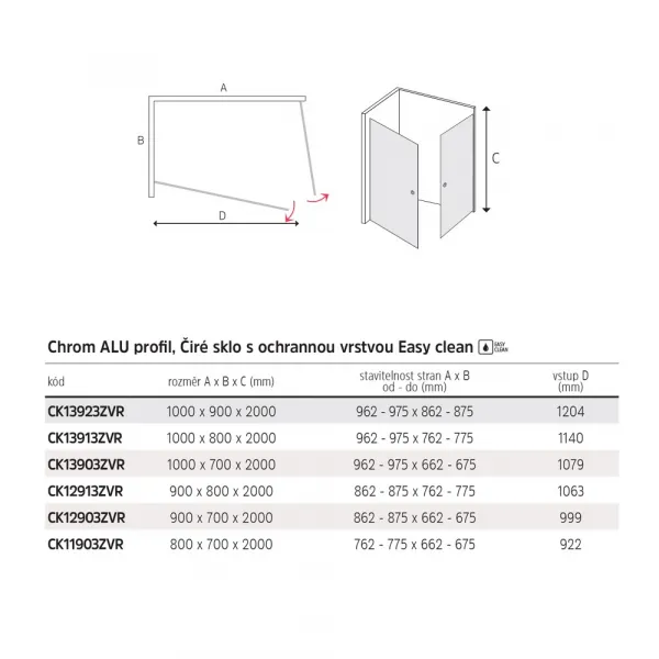 Mereo Sprchovací kút, Novea, obdĺžnik, pivotový, 90x70 cm, chróm ALU, sklo Číre CK12903ZVR