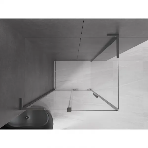 MEXEN/S - Velar L sprchovací kút, posuvné dvere 110 x 80, transparent, grafit kartáčovaná 871-110-080-03-66