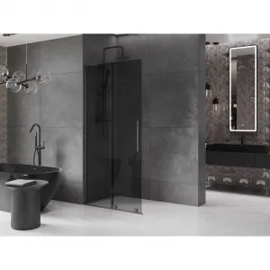 MEXEN/S - Velar L Sprchová zástena posuvná Walk-in 90 x 200, grafit 8 mm, grafit metal 871-090-003-43-95