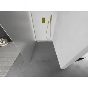 MEXEN/S - Kioto L Sprchová zástena WALK-IN 120 x 200, dekor, zlatá kartáčovaná 800-120-103-55-30