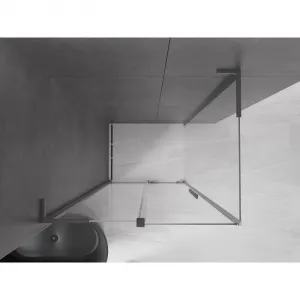 MEXEN/S - Velar L sprchovací kút, posuvné dvere 100 x 85, transparent, grafit metal 871-100-085-03-95