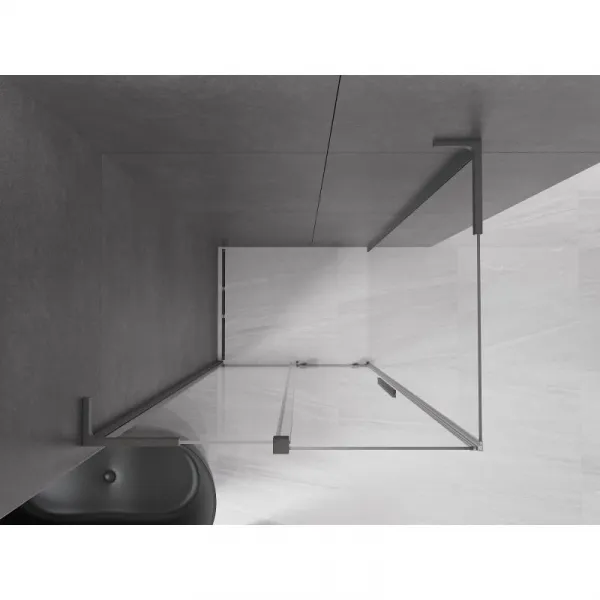 MEXEN/S - Velar L sprchovací kút, posuvné dvere 110 x 70, transparent, grafit kartáčovaná 871-110-070-03-66