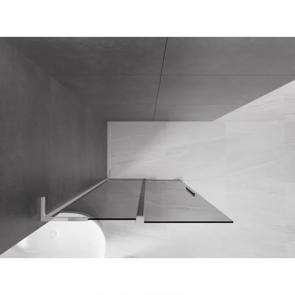 MEXEN/S - Velar L Sprchová zástena posuvná Walk-in 90 x 200, grafit 8 mm, chróm 871-090-003-43-01