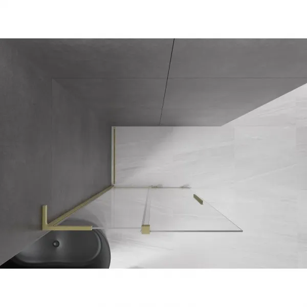 MEXEN/S - Velar L Sprchová zástena posuvná Walk-in 120 x 200, transparent 8 mm, zlato kefovaná 871-120-003-03-55