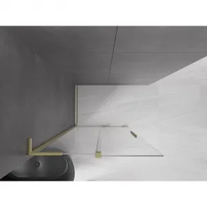 MEXEN/S - Velar L Sprchová zástena posuvná Walk-in 120 x 200, transparent 8 mm, zlato kefovaná 871-120-003-03-55